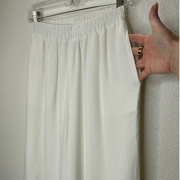 Acoa Off White Elastic Waist Pocketed Lined Flowy Pant XS - Picture 6 of 16